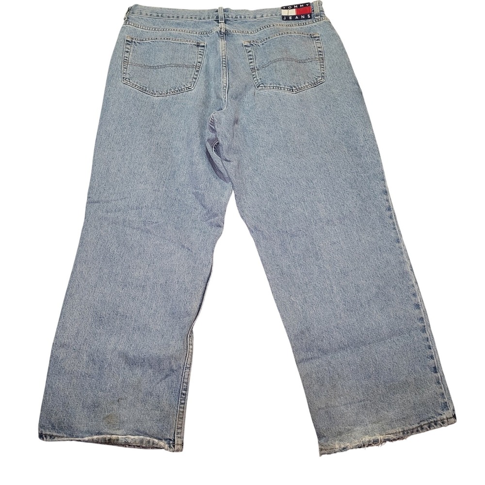 Vintage Tommy Jeans Mens 40x30 Light Wash Relaxed Straight Leg Denim Blue Pants